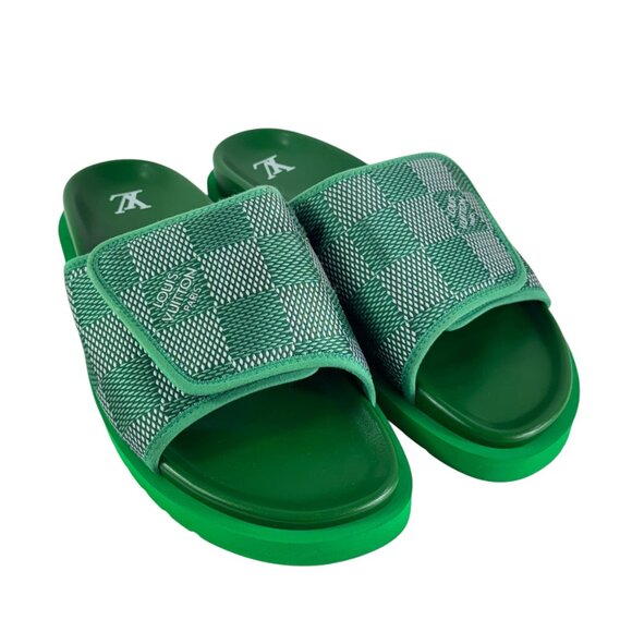 LOUIS VUITTON Miami Mule 1ACR2W Green Mens Sandals Marked as 10 - 11US - Picture 4 of 11